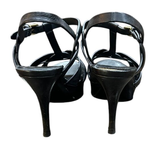 Yves Saint Laurent YSL Woodstock Nero Platform 4" Heel Black Sandals Size 38.5 - Picture 6 of 13